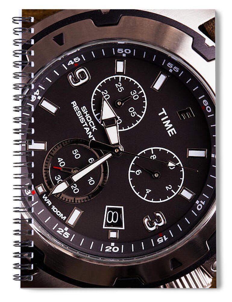 Watch Spiral Notebook featuring the photograph Gents analogue watch close up by Simon Bratt