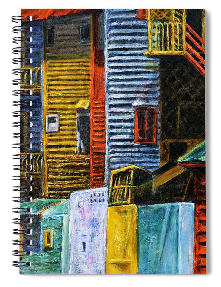 Cityscape Spiral Notebook featuring the painting Geometric Colours I by Xueling Zou