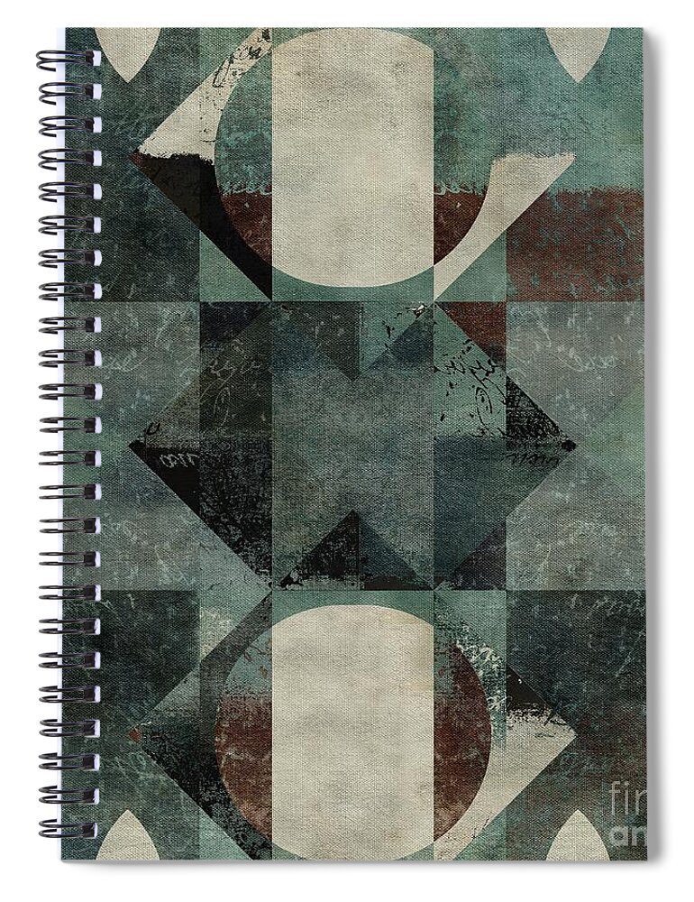 Abstract Spiral Notebook featuring the digital art Geomix 04 -39c8at2d by Variance Collections