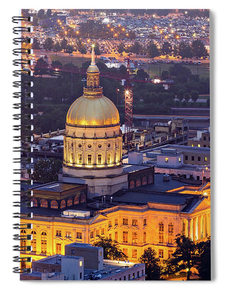 Atlanta Spiral Notebook featuring the photograph Georgia State Capitol At Night by Ryan Murphy