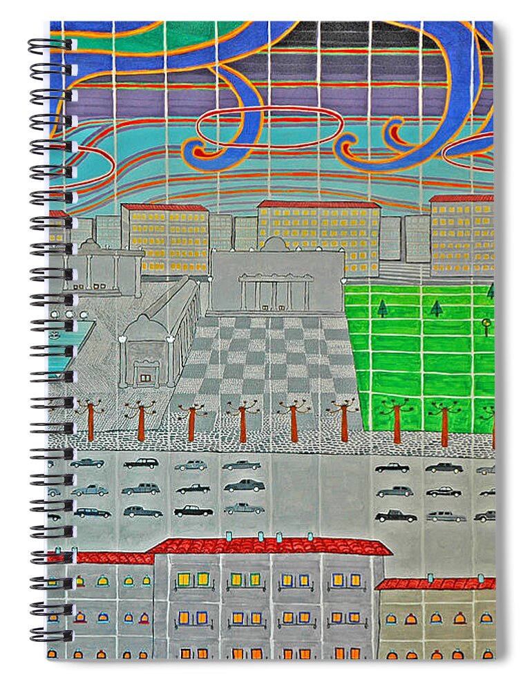 3d Spiral Notebook featuring the painting German Cityscape by Jesse Jackson Brown