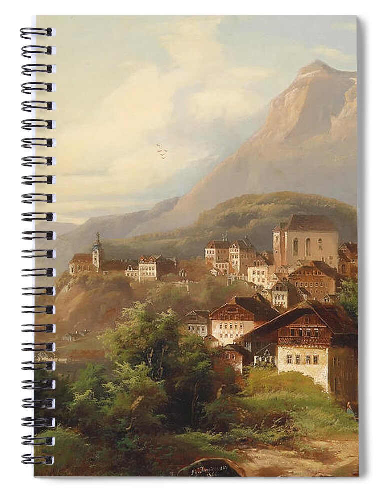 Village Spiral Notebook featuring the painting German Village by Mountain Dreams