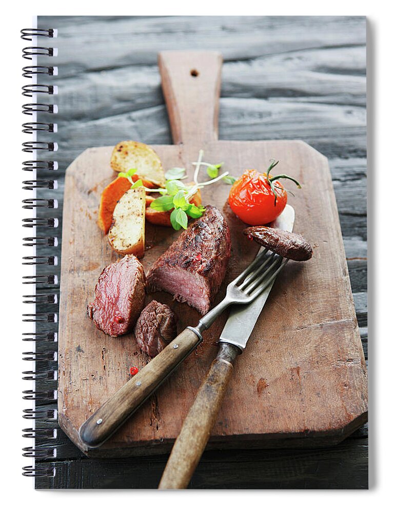 German Food Spiral Notebook featuring the photograph Germany, Bremen, Steak With Vegetable by Westend61