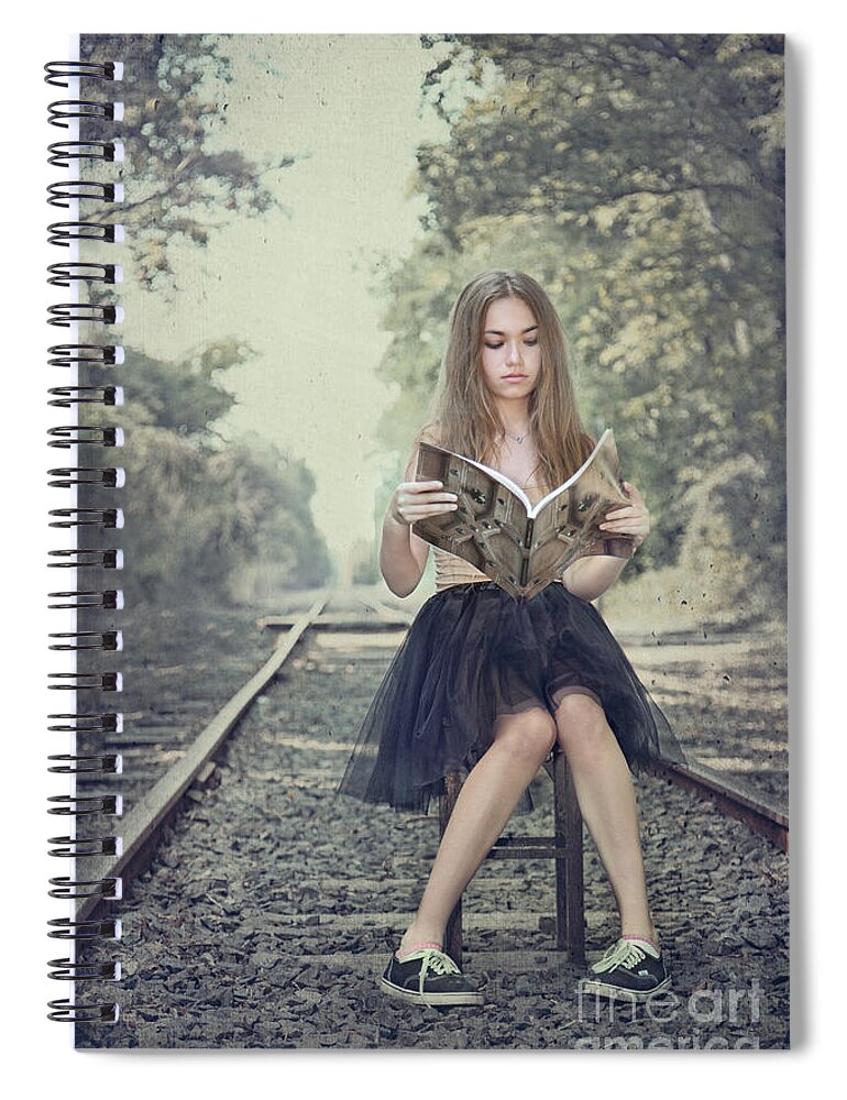 Girl Spiral Notebook featuring the photograph Get On The Right Track by Evelina Kremsdorf