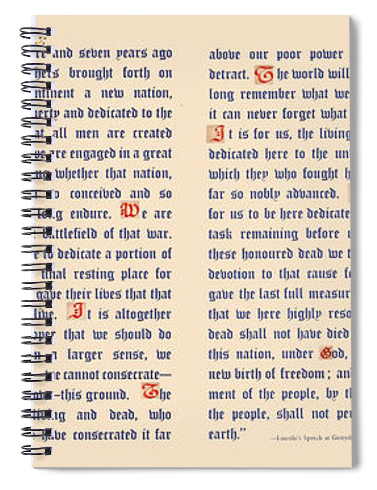 Gettysburg Address Spiral Notebook featuring the digital art Gettysburg Address by Gary Grayson