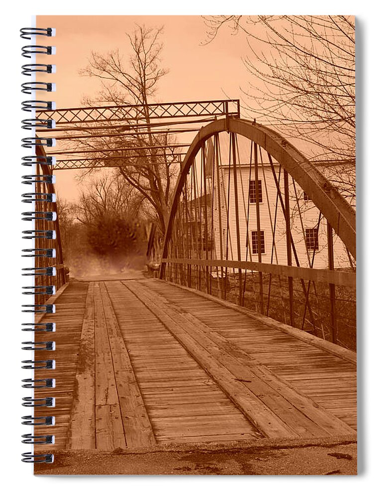 Iron Spiral Notebook featuring the photograph Ghosts of the Old Iron Bridge by Stacie Siemsen