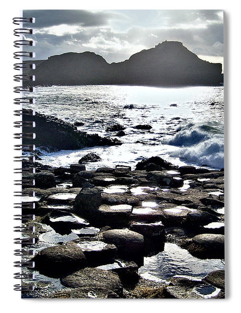 Giant's Causeway Spiral Notebook featuring the photograph Giant's Causeway sunset by Nina Ficur Feenan