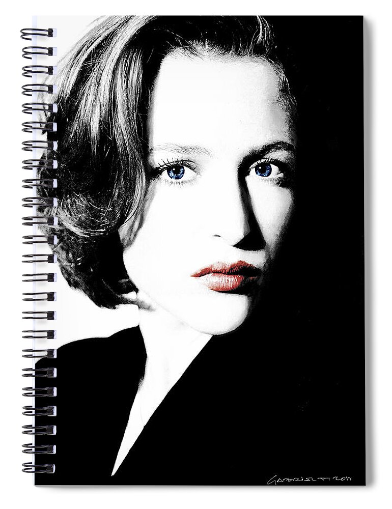 Digital Painting Spiral Notebook featuring the digital art Gillian Anderson by Gabriel T Toro