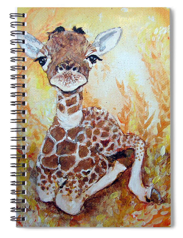 Giraffe Spiral Notebook featuring the painting Giraffe I am Your Friend Until the Very End by Ashleigh Dyan Bayer
