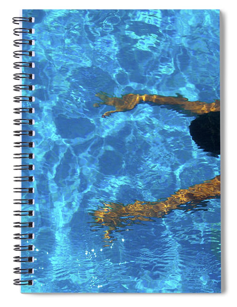 Underwater Spiral Notebook featuring the photograph Girl Underwater In A Swimming Pool by Caracterdesign