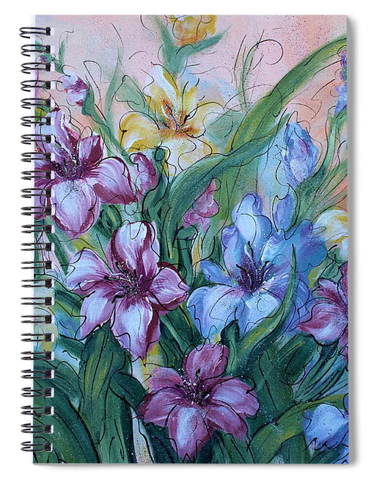 Gladiolus Spiral Notebook featuring the painting Gladiolus by Natalie Holland
