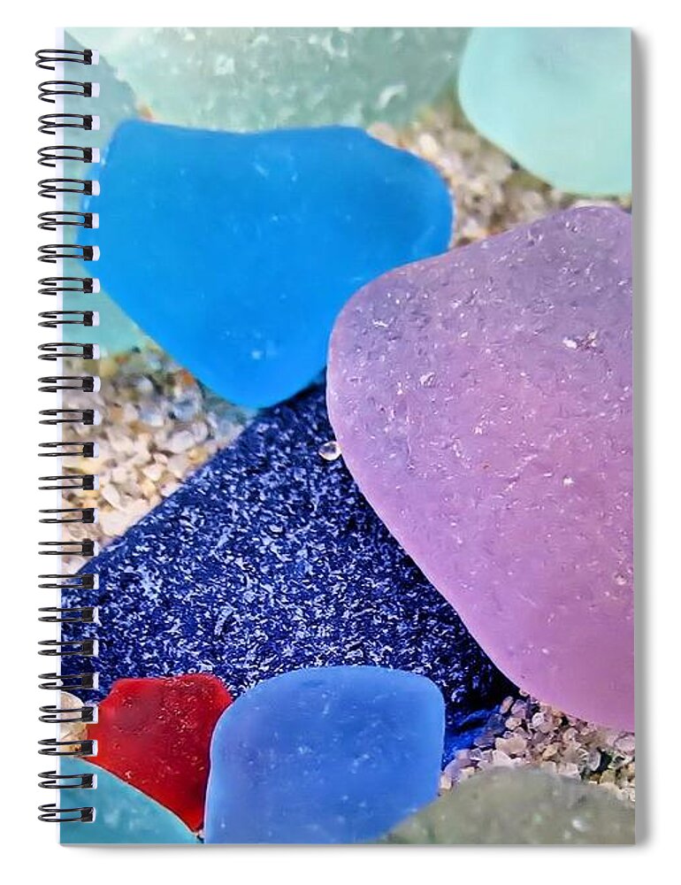 Sea Glass Spiral Notebook featuring the photograph Glass and Sand by Janice Drew