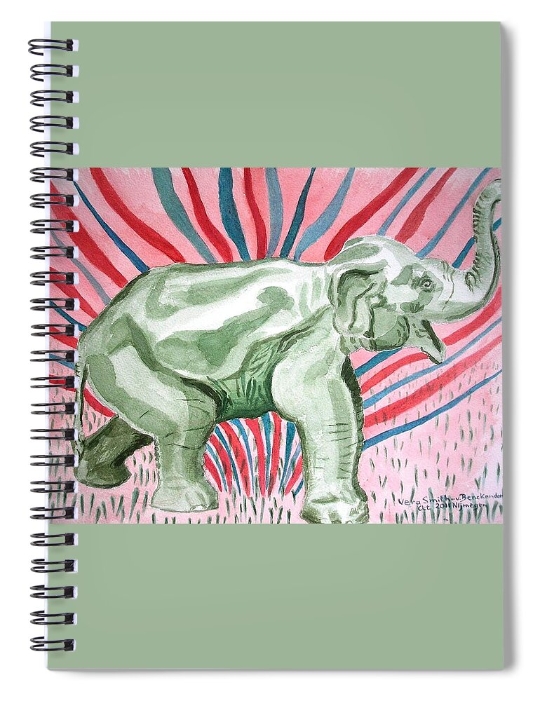Elephant Spiral Notebook featuring the painting Gleeful Elephant by Vera Smith