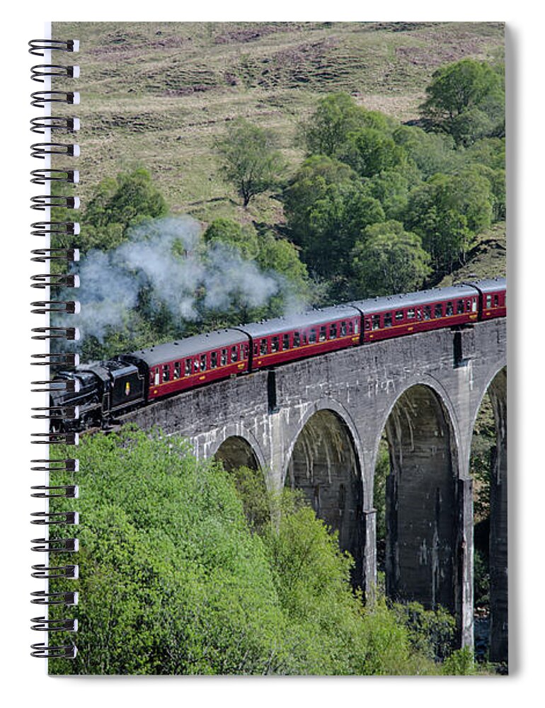 Arch Spiral Notebook featuring the photograph Glenfinnan Viaduct And The Jacobite by John Lawson, Belhaven