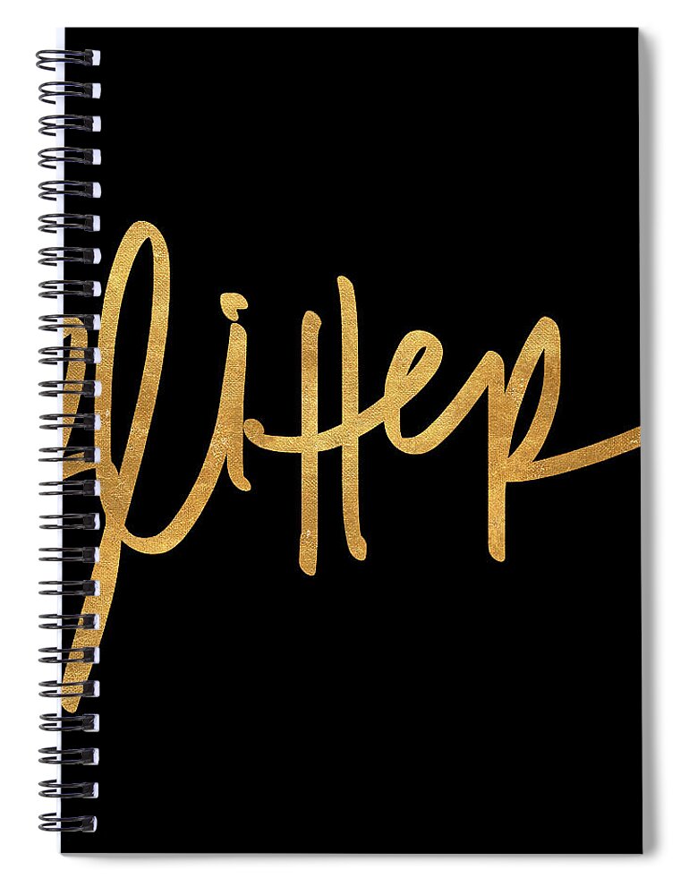 Glitter Spiral Notebook featuring the mixed media Glitter On Black by South Social Studio