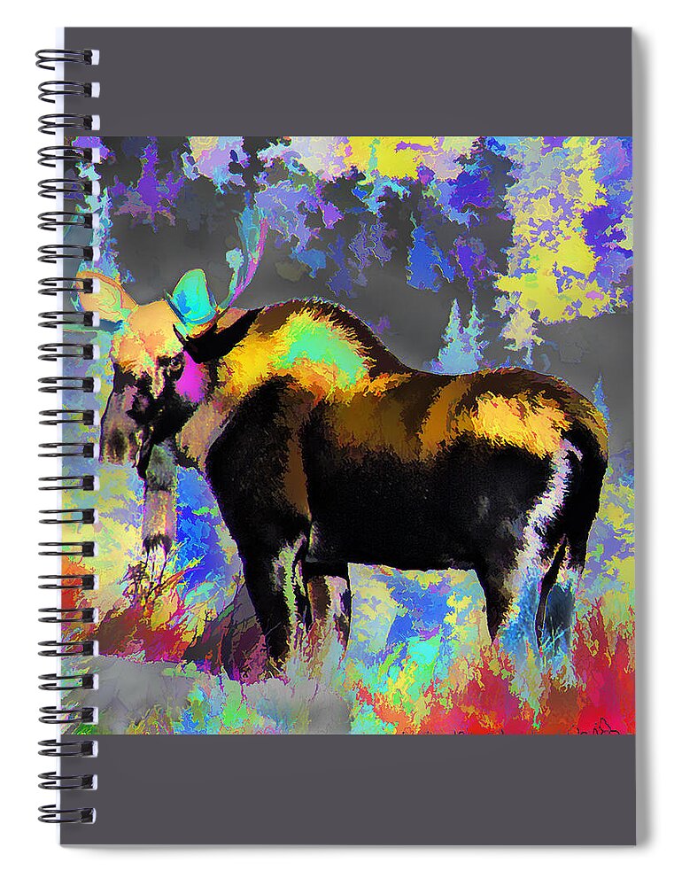 Moose Spiral Notebook featuring the photograph Electric Moose by Jerry Nettik