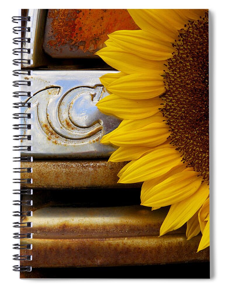 Steven Bateson Spiral Notebook featuring the photograph GMC Sunflower by Steven Bateson