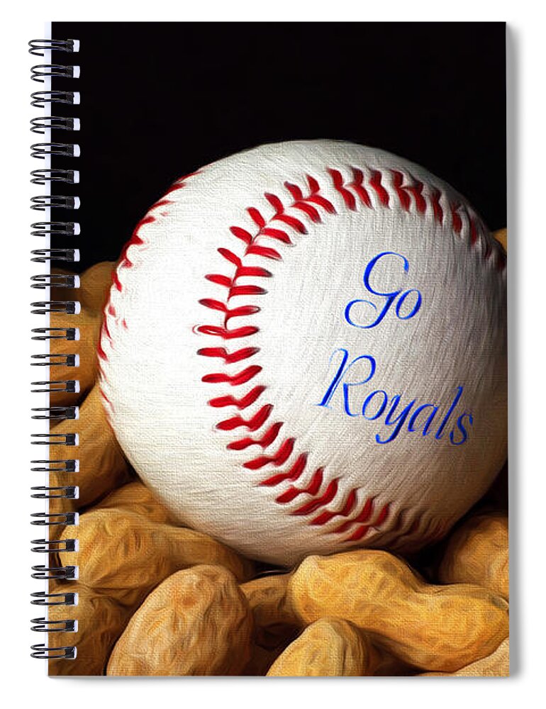 Baseball Spiral Notebook featuring the mixed media Go Royals by Andee Design