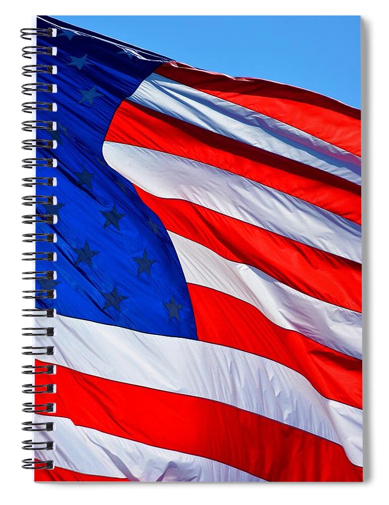 America Spiral Notebook featuring the photograph God Bless America by Tamara Michael
