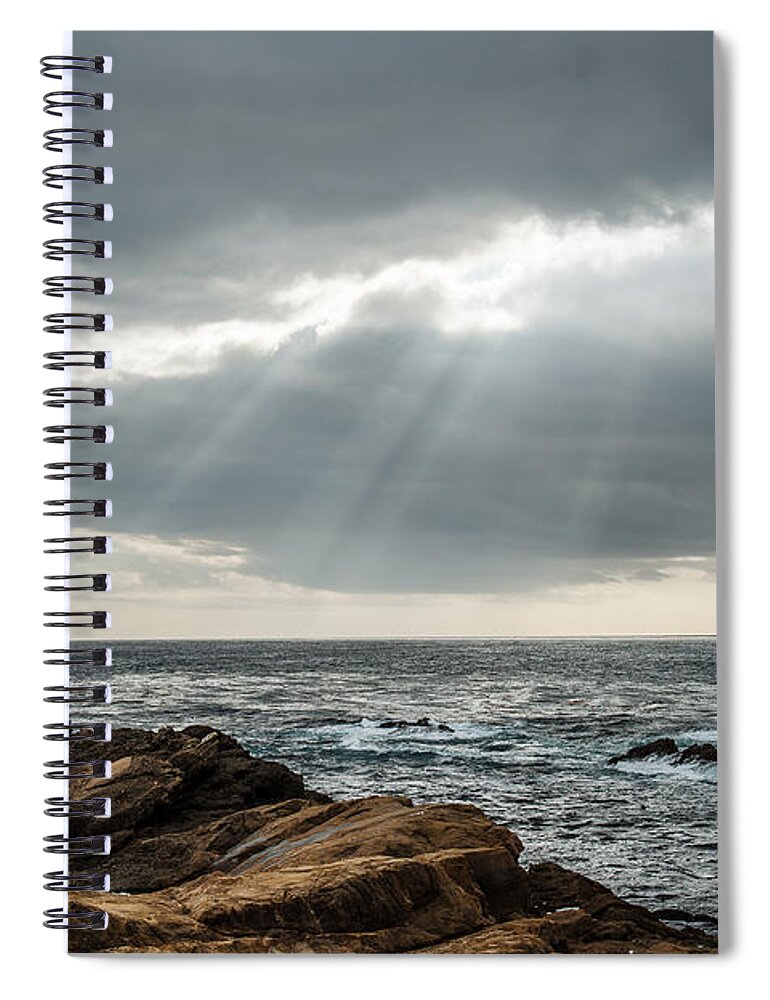 Big Sur Spiral Notebook featuring the photograph God Rays by George Buxbaum