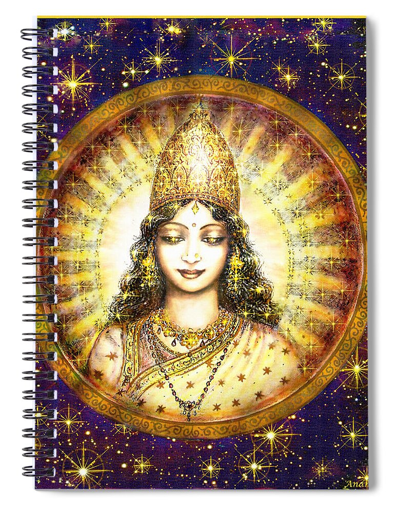 Goddess Painting Spiral Notebook featuring the mixed media Goddess of Stars by Ananda Vdovic