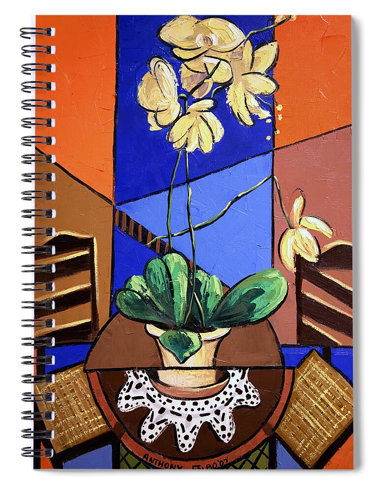 Gods Yellow Orchids Spiral Notebook featuring the painting Gods Yellow Orchids by Anthony Falbo