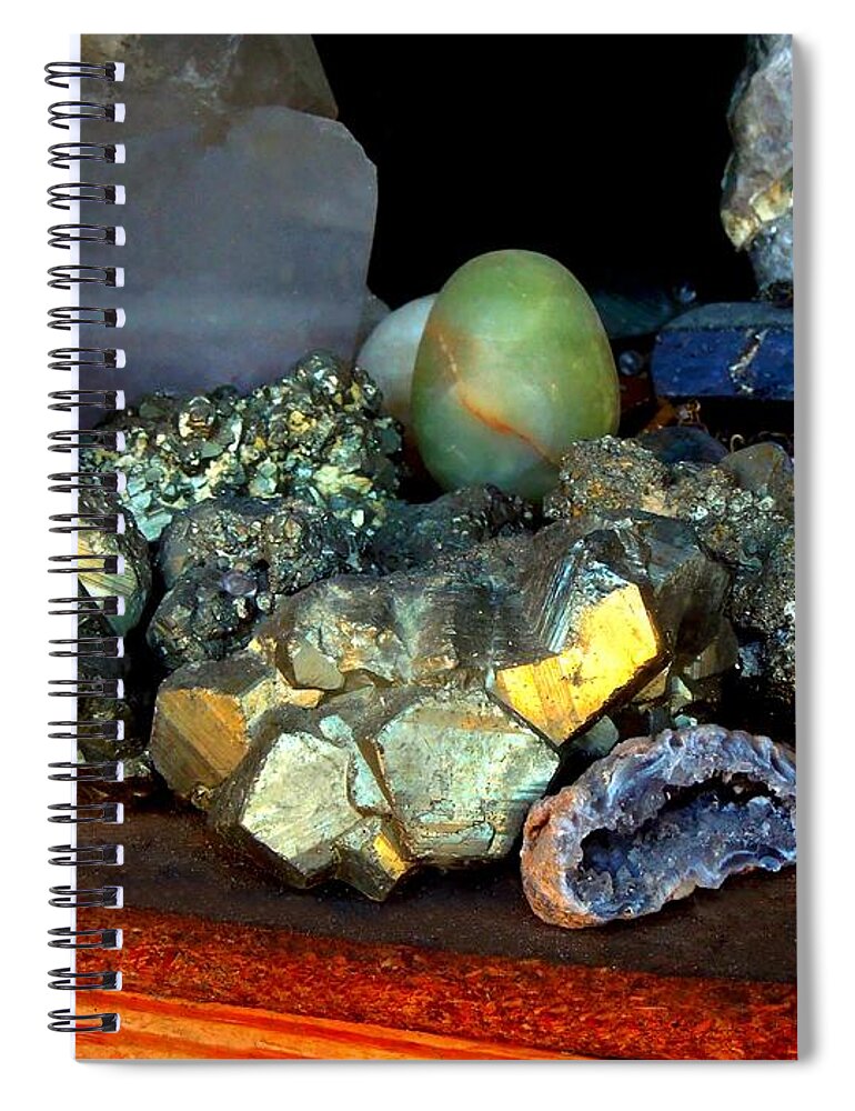  Spiral Notebook featuring the photograph Gold and Gemstones by Renee Trenholm