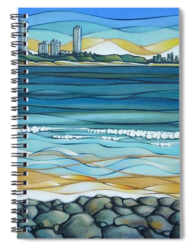 Beach Spiral Notebook featuring the painting Gold Coast 180810 by Selena Boron