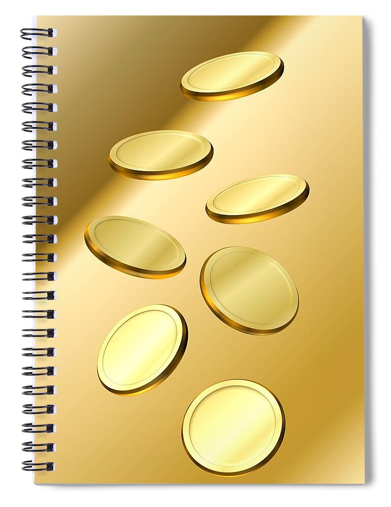 Coins Spiral Notebook featuring the digital art Gold Coins by Cyril Maza