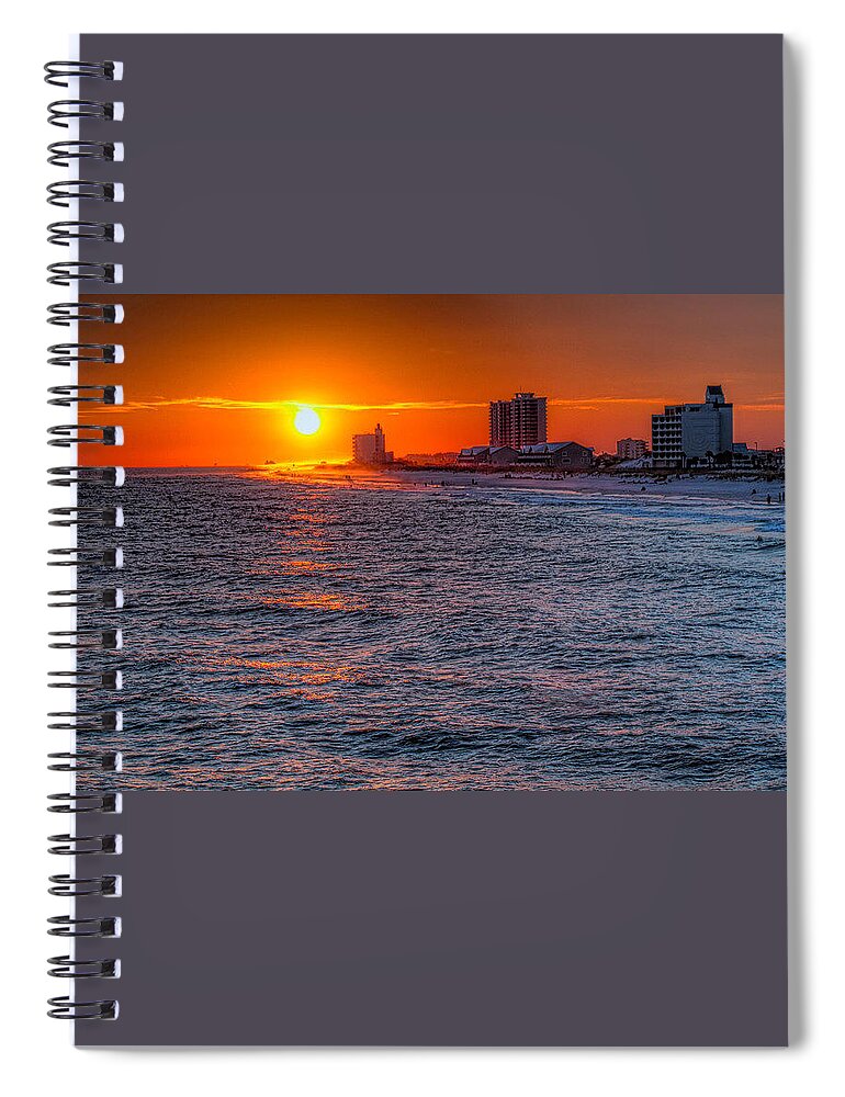 Tim Stanley Photography Spiral Notebook featuring the photograph Gold Over the Beach by Tim Stanley