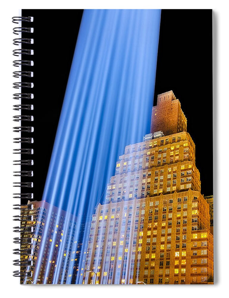 Tribute In Lights Spiral Notebook featuring the photograph Golden Blue by Susan Candelario