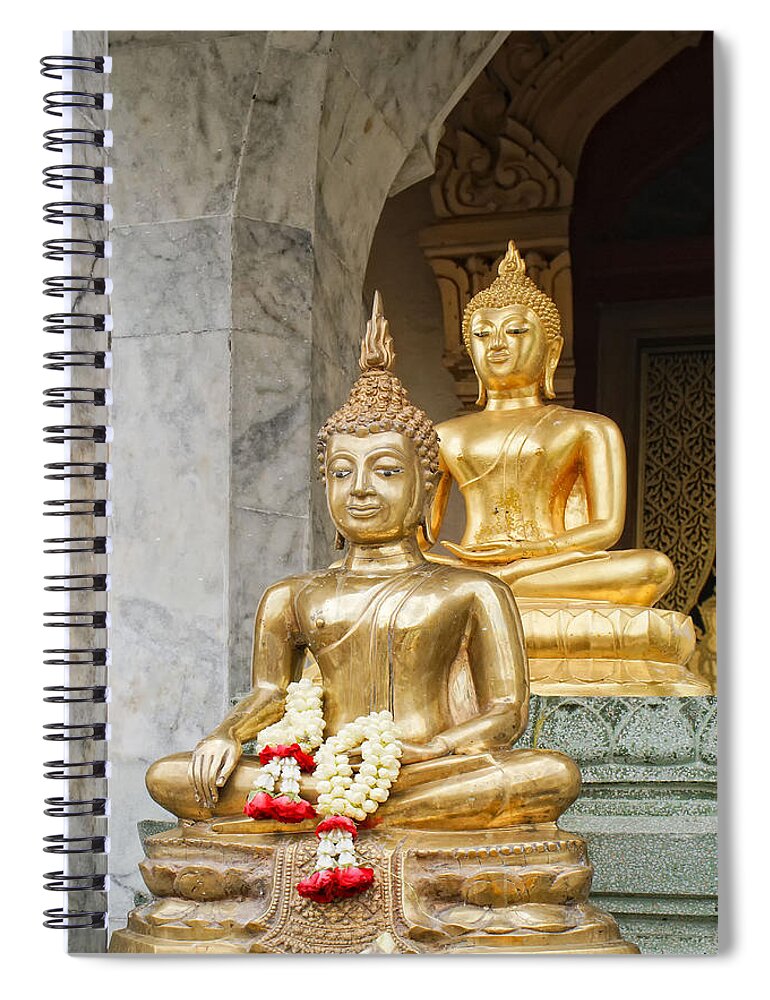 Bangkok Spiral Notebook featuring the digital art Golden Buddha by Carol Ailles