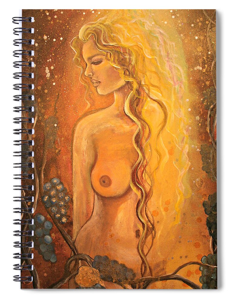 Spiritual Spiral Notebook featuring the painting Golden Chalice by Alma Yamazaki