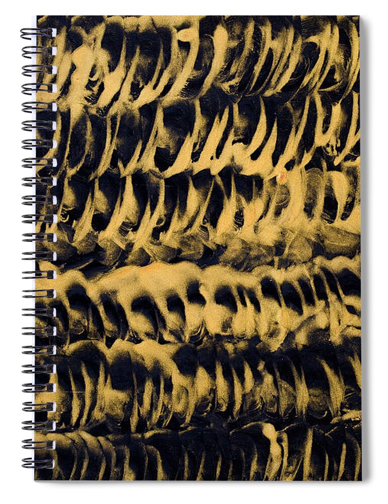 Pattern Spiral Notebook featuring the painting Golden coils painting in wax by Simon Bratt