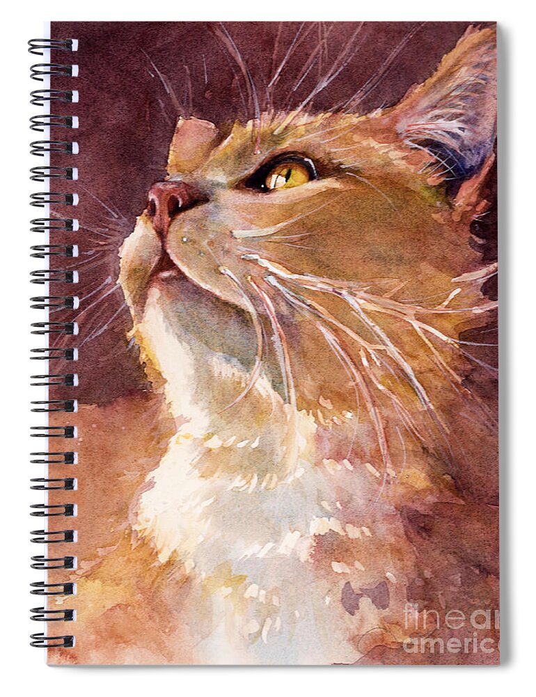 Cat Spiral Notebook featuring the painting Golden Eyes by Judith Levins