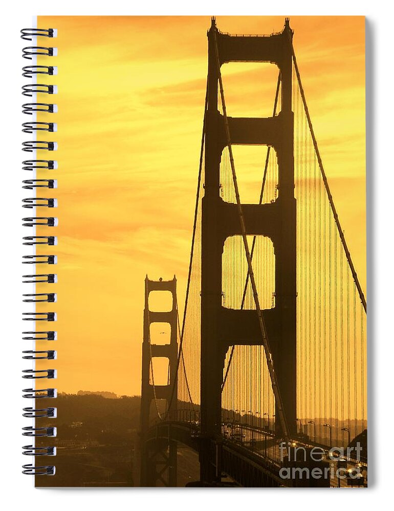 Golden Spiral Notebook featuring the photograph Golden Gate Bridge by Clare Bevan