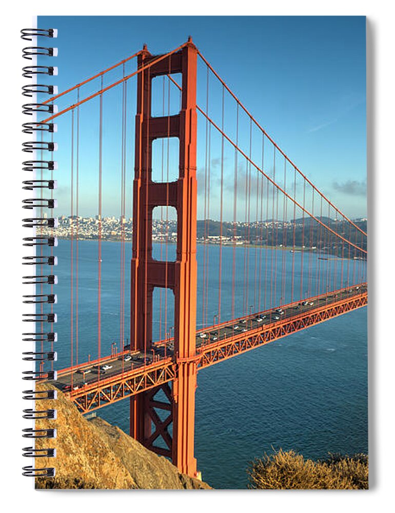Golden Spiral Notebook featuring the photograph Golden Gate Bridge by David Hart