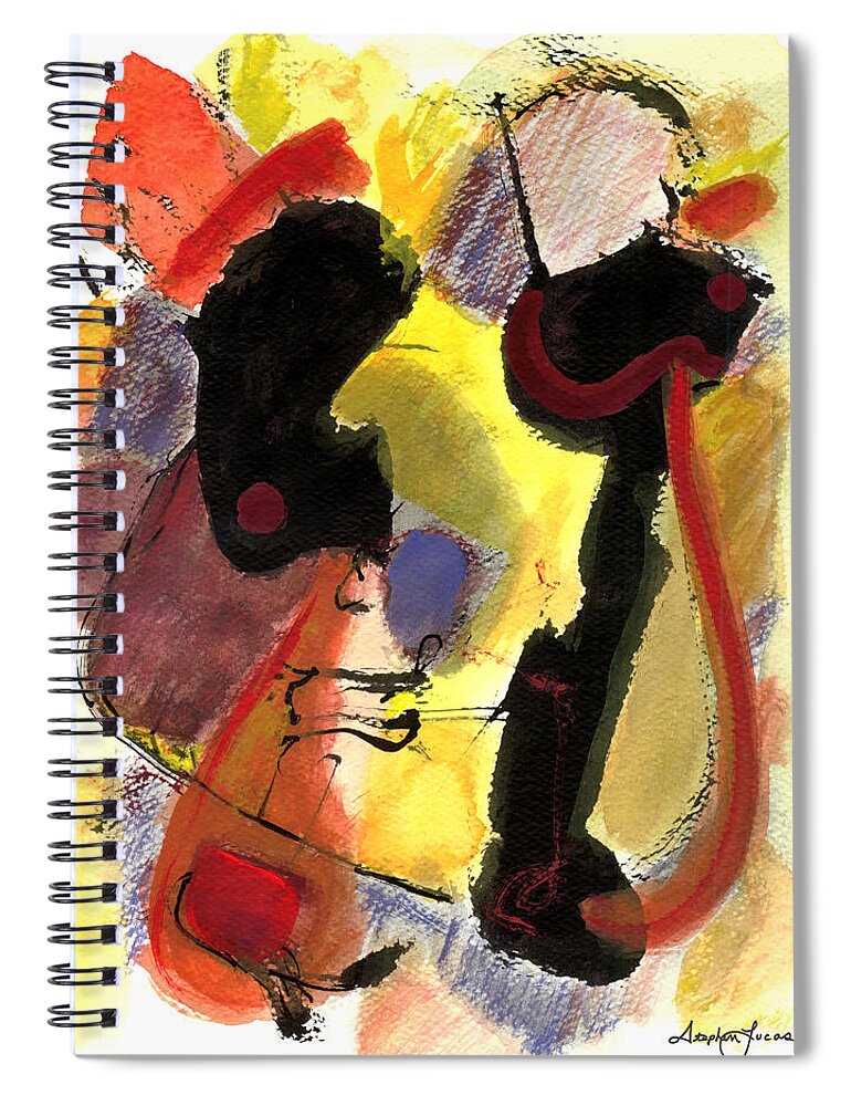 Abstract Art Spiral Notebook featuring the painting Golden Moon 2 by Stephen Lucas