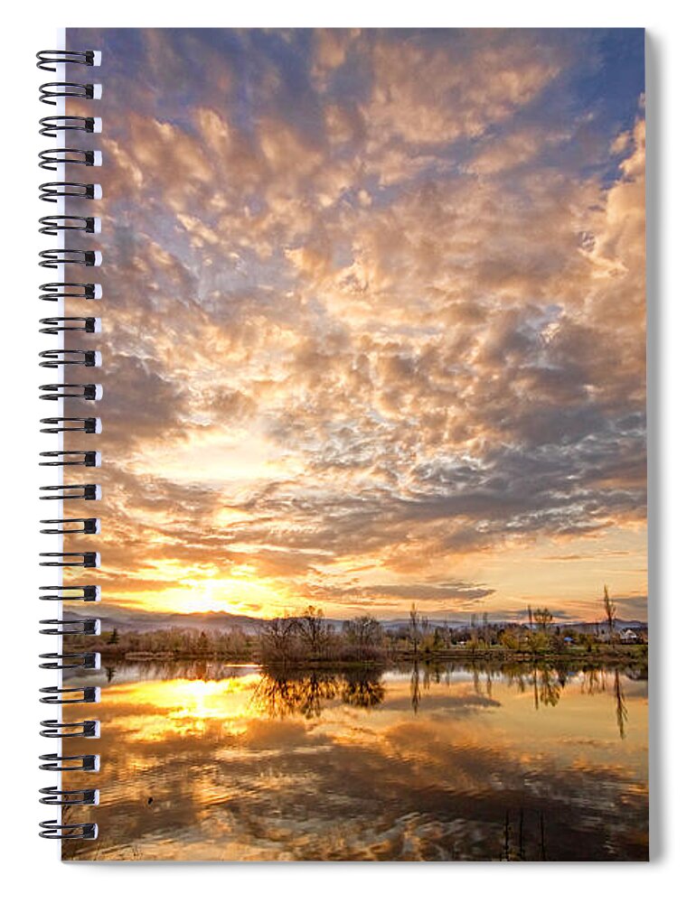 Clouds Spiral Notebook featuring the photograph Golden Ponds Scenic Sunset Reflections 5 by James BO Insogna