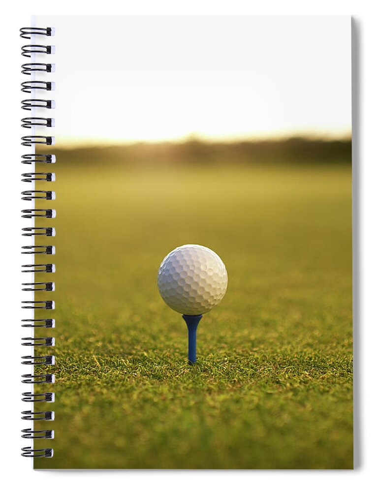 Outdoors Spiral Notebook featuring the photograph Golf Ball Sitting On Tee Ready To Tee by Dougal Waters