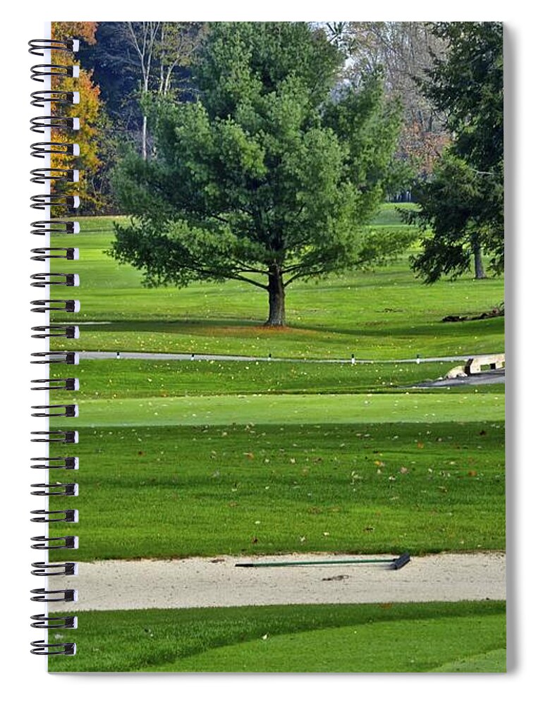 Fall Spiral Notebook featuring the photograph Golf Course Guardians by Frozen in Time Fine Art Photography