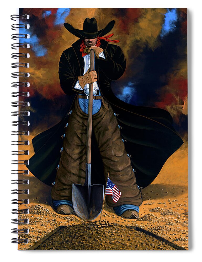 Cowgirl Spiral Notebook featuring the painting Gone Too Soon by Lance Headlee