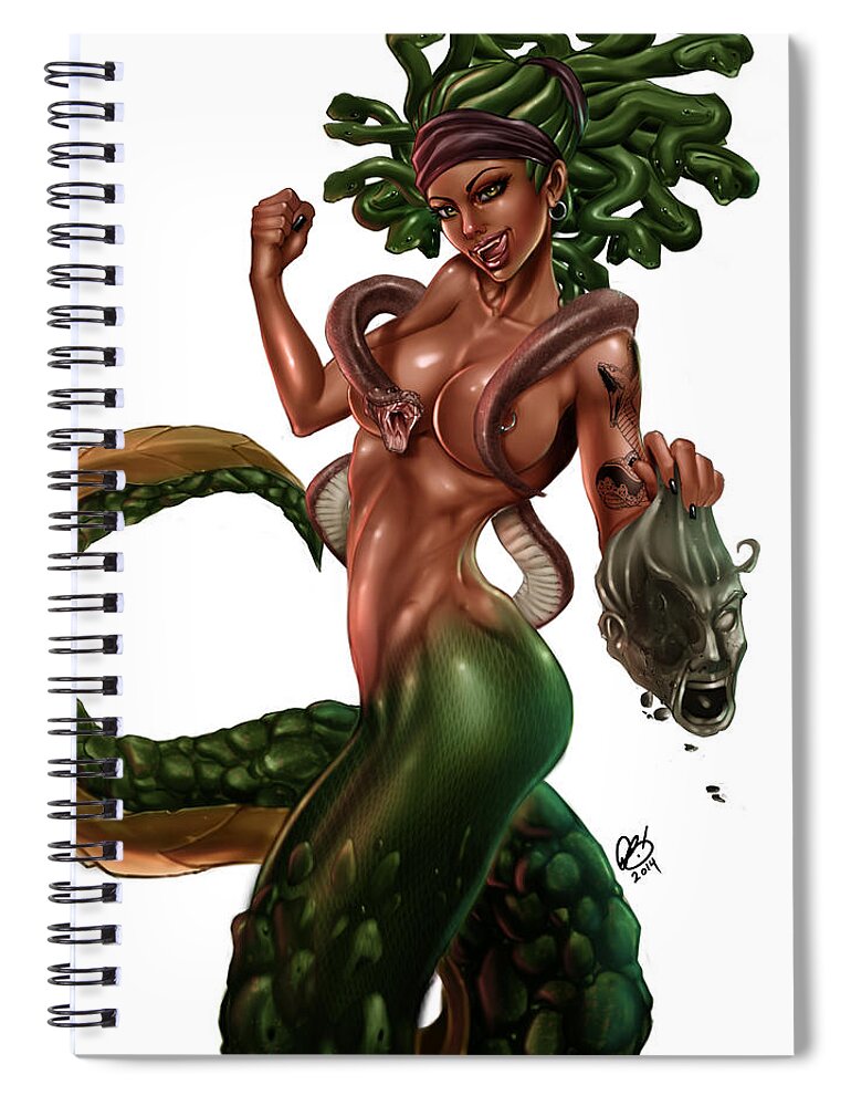 Pete Spiral Notebook featuring the painting Gorgon by Pete Tapang