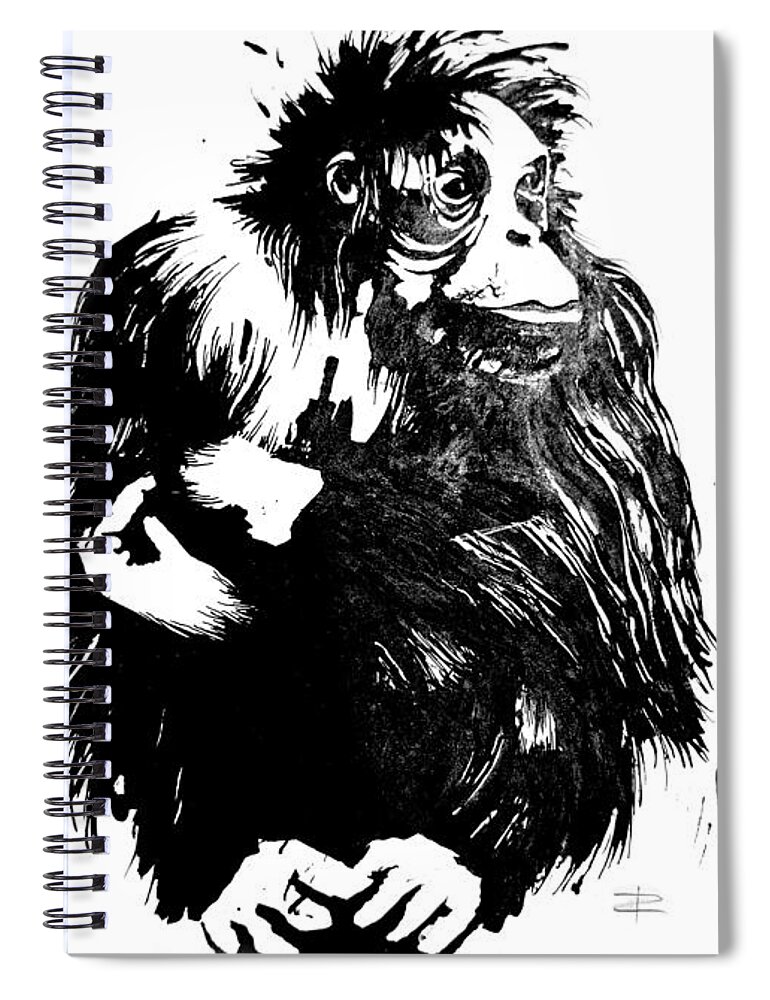 Gorilla Spiral Notebook featuring the drawing Gorilla ina box by Paul Davenport