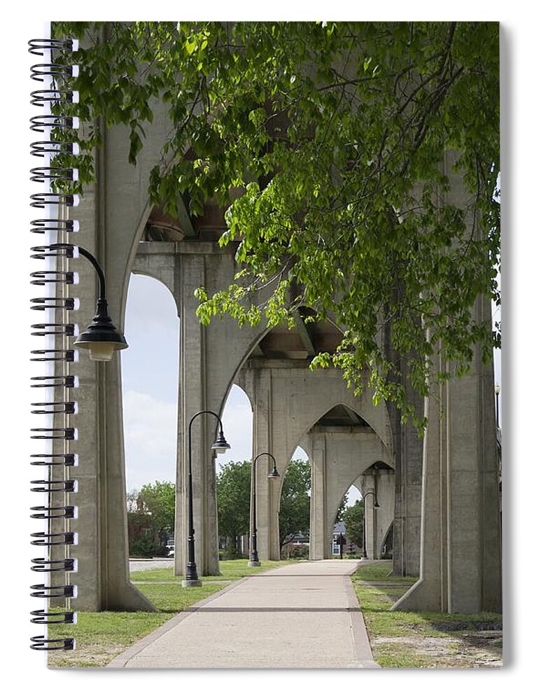 Bridge Spiral Notebook featuring the photograph Gothic Arches Supporting the Waccamaw Bridge by MM Anderson