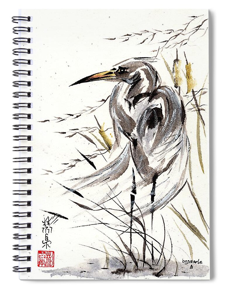 Chinese Brush Painting Spiral Notebook featuring the painting Grace of Solitude by Bill Searle