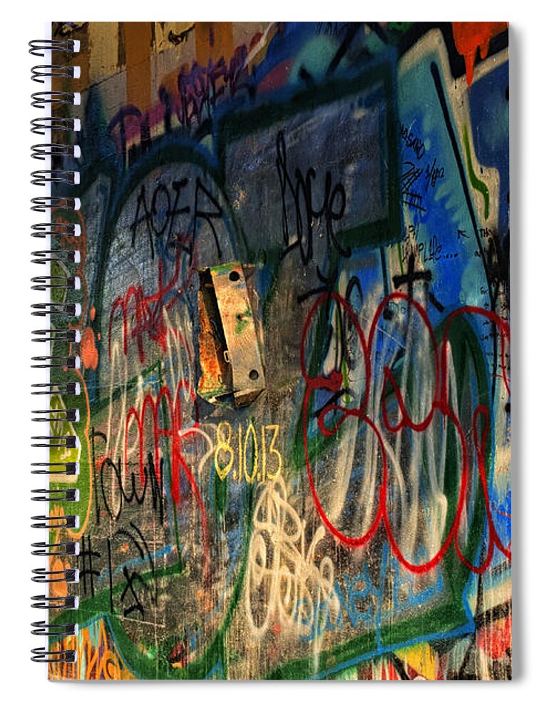 Graffiti Spiral Notebook featuring the photograph Graffiti Blues by Terry Rowe