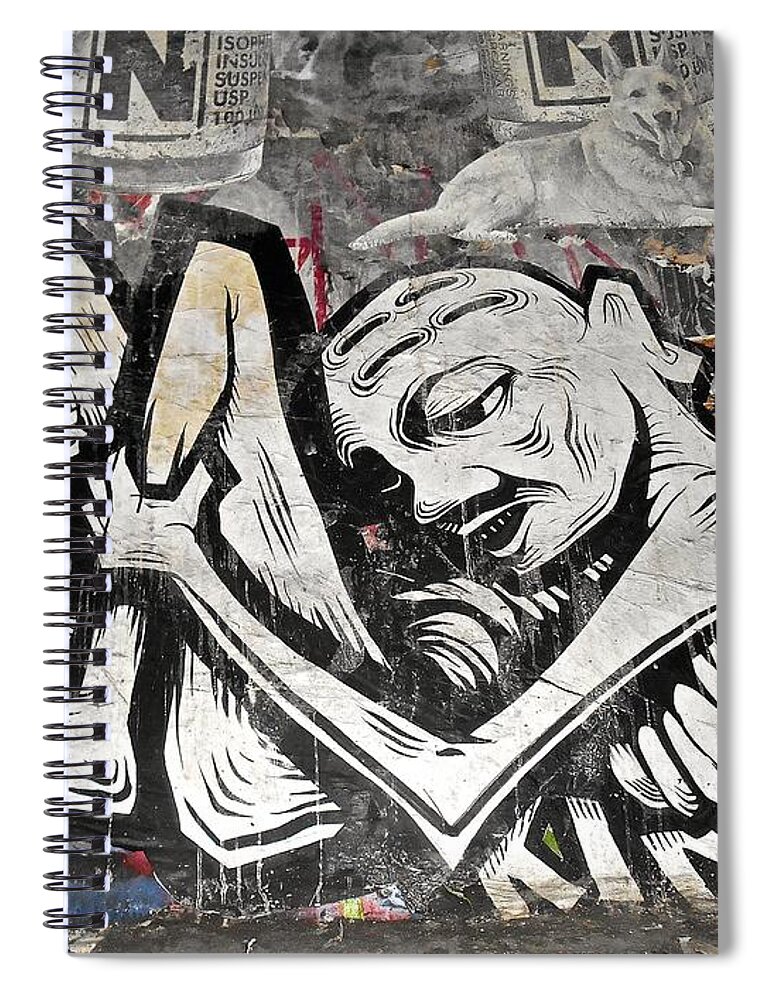 New York City Graffiti Art Spiral Notebook featuring the photograph Graffiti on 6th st. NYC by Joan Reese