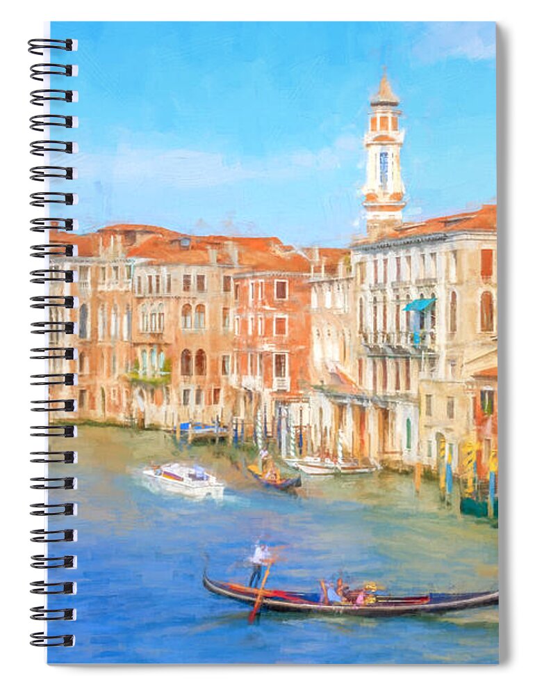Italy Spiral Notebook featuring the photograph Painted effect - Grand Canal Venice by Sue Leonard
