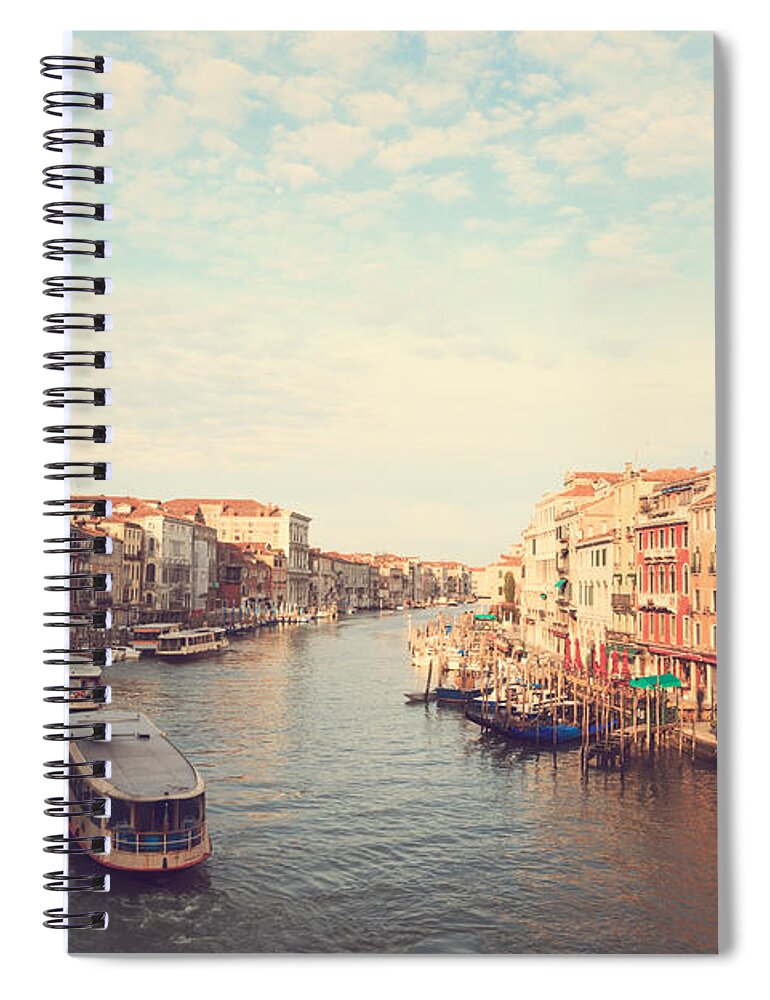 Vintage Spiral Notebook featuring the photograph Grand canal vintage style by Matteo Colombo